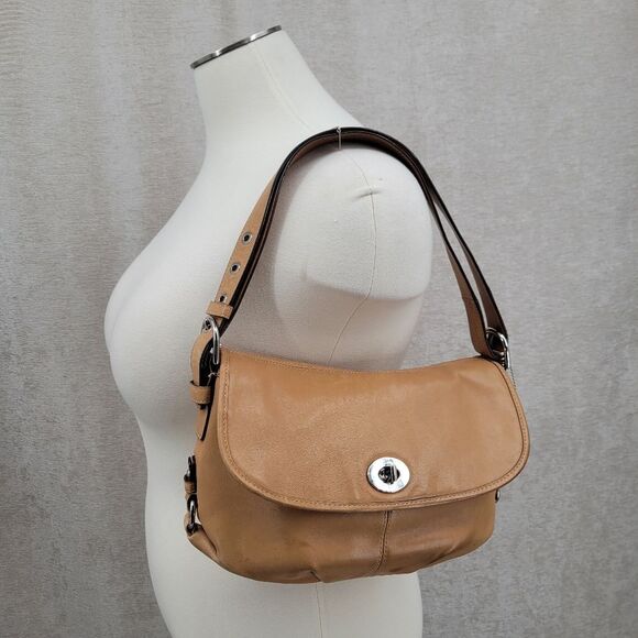 Coach Legacy Leather Turnlock Convertible Purse Tan F15170 Crossbody Shoulder - Picture 1 of 16